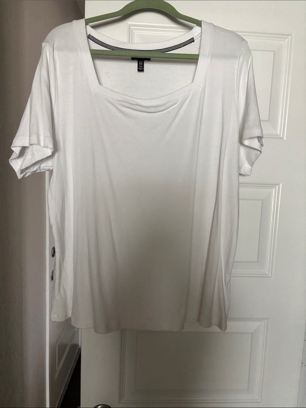 Jones New York White Square Neck Short Sleeve Top